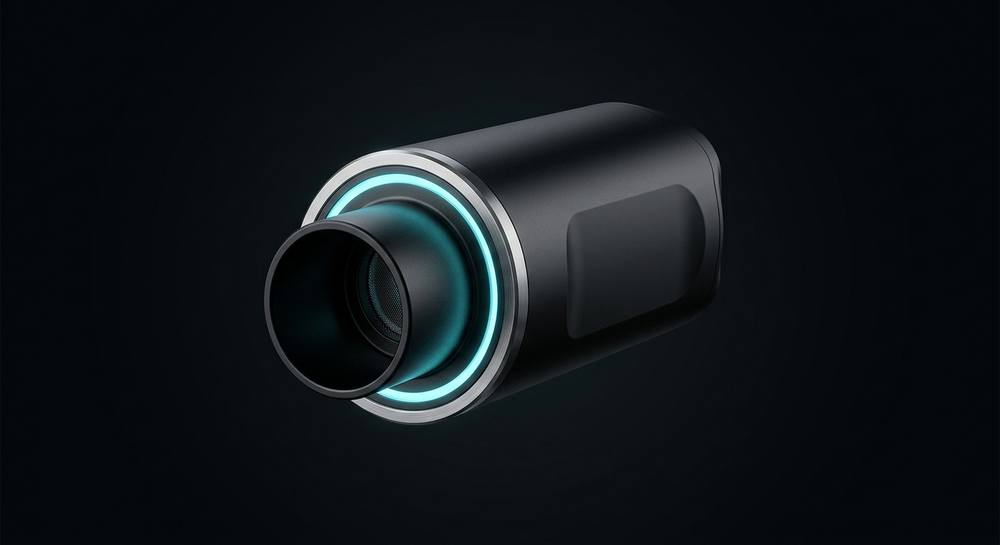 ONYX connected respiratory monitoring device with a luminous cyan flow-sensor ring